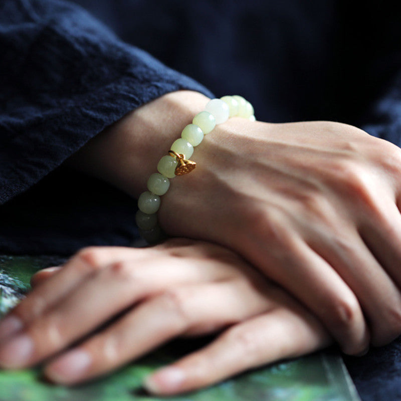 Fortune Jewel Jade Lotus Abundance Adjustable Bracelet