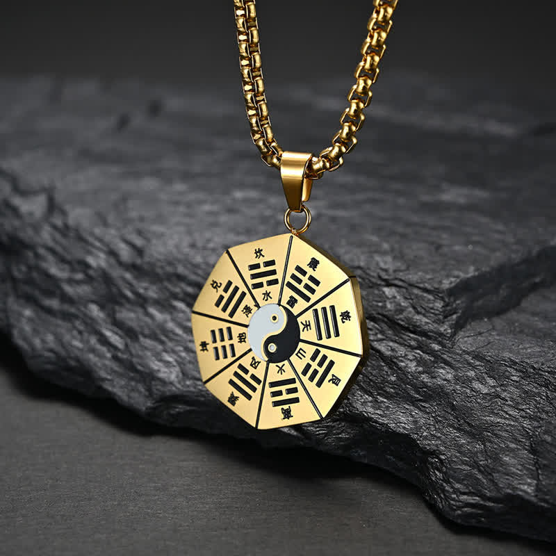 Fortune Jewel Bagua Yin Yang Titanium Steel Balance Necklace Pendant Fortune Jewel