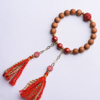 Fortune Jewel Tibetan Natural Peach Wood Cinnabar PiXiu Wealth Tassels Bracelet