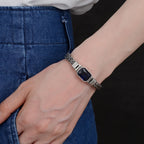 Fortune Jewel Retro Blue Acrylic Dragon Keel Braided Design Healing Wealth Buckle Bracelet