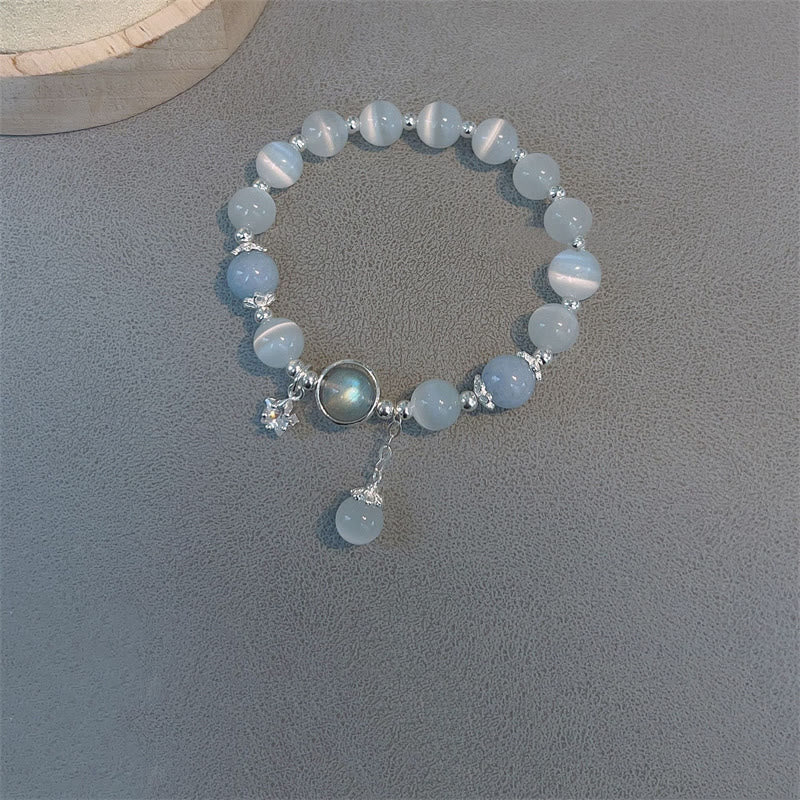 Fortune Jewel Cat's Eye Moonstone Butterfly Star Charm Support Bracelet