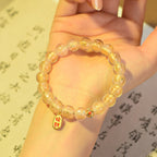 Fortune Jewel Tibetan Incense Ash Liuli Glass Bead Lucky Fortune Fu Character Charm Bracelet