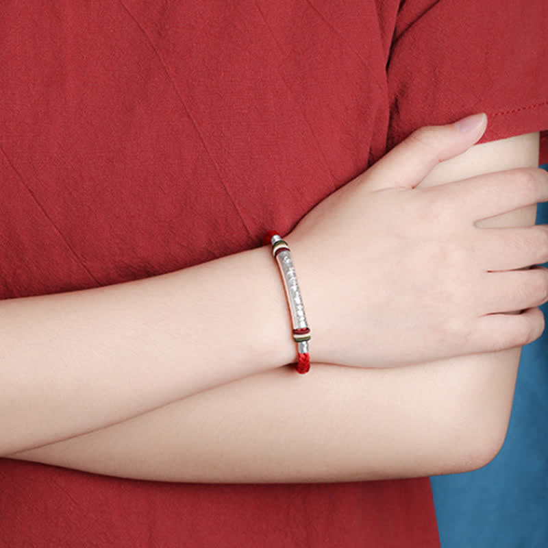 Fortune Jewel 999 Sterling Silver Om Mani Padme Hum Protection Strength String Bracelet