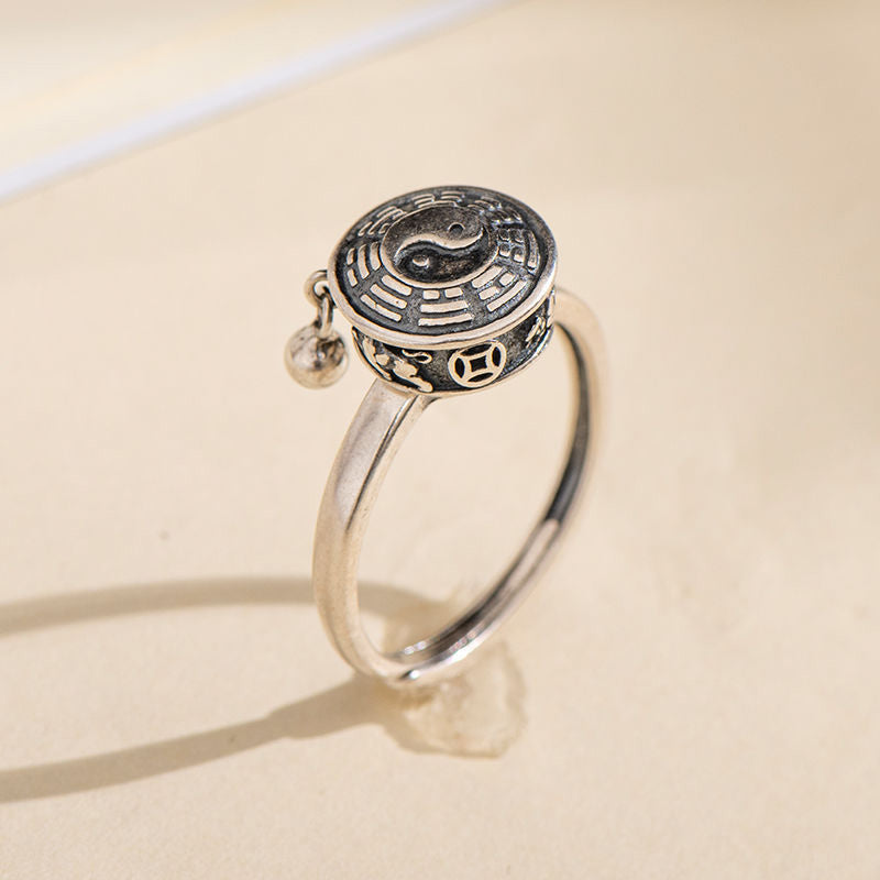 Yin Yang Copper Luck Wealth Rotatable Ring Fortune Jewel