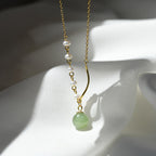 Fortune JewelNatural Hetian Jade Pearl Luck Bead Necklace Pendant