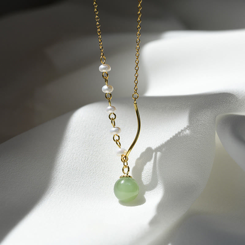 Fortune JewelNatural Hetian Jade Pearl Luck Bead Necklace Pendant