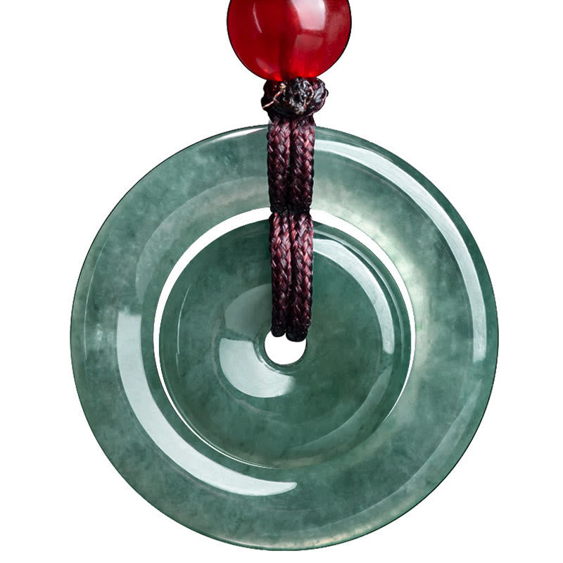 Fortune Jewel Green Jade Double Peace Buckle Abundance Necklace Pendant