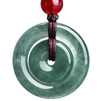 Fortune Jewel Green Jade Double Peace Buckle Abundance Necklace Pendant