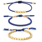 Fortune Jewel 3 PCS Tibetan Copper Beads Healing Protection Luck Bracelet Set