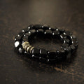 Tibetan Double-Layer Obsidian Square Bead Bracelet – Vintage Style for Men & Women