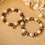 Fortune Jewel Tibetan Zakiram Goddess of Wealth Charm Liuli Glass Incense Ash Porcelain Bead Protection Bracelet