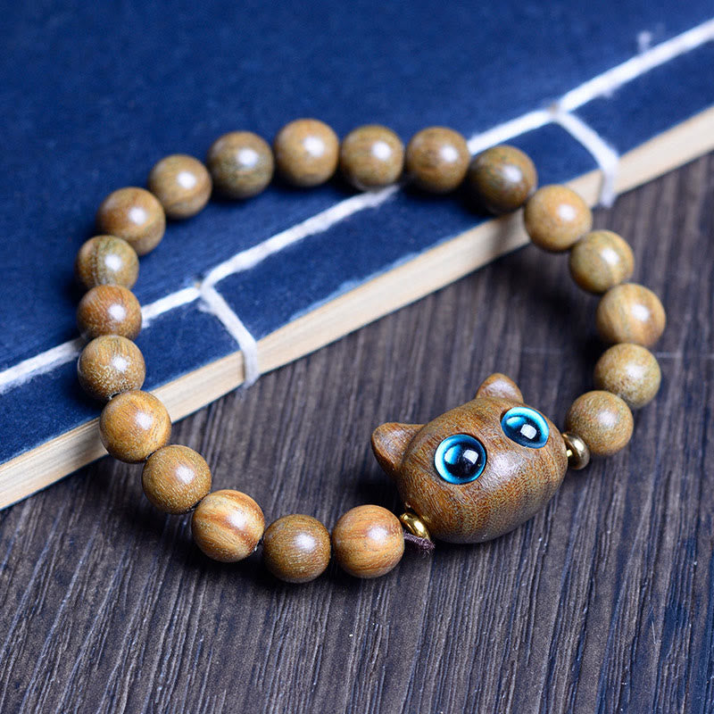 Fortune Jewel Ebony Wood Green Sandalwood Red Sandalwood Lovely Cat Balance Bracelet