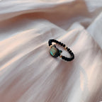 Fortune Jewel Natural Tridacna Stone Lovely Cat 14K Gold Plated Blessing Ring