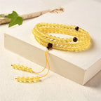 Fortune Jewel 108 Mala Beads Natural Amber Clear Anxiety Bracelet