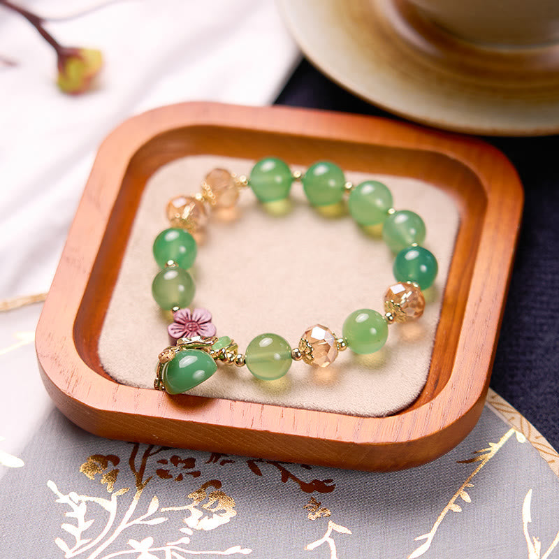 Fortune Jewel Natural Red Agate Green Agate Gourd Cinnabar Flower Beads Confidence Bracelet