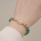 Fortune Jewel Natural Green Strawberry Quartz Chalcedony Flower Gratitude Bracelet