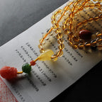 108 Mala Beads Natural Citrine Amber Peace Buckle Red Agate PiXiu Protection Charm Bracelet