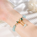 Fortune Jewel Simple Design Flower Charm Glass Bead Bracelet