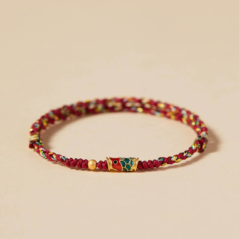 Fortune Jewel Handcrafted Koi Fish Wealth Prosperity Braided Rope Bracelet