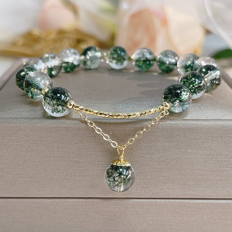 Fortune Jewel Green Phantom Crystal Confidence Charm Bracelet