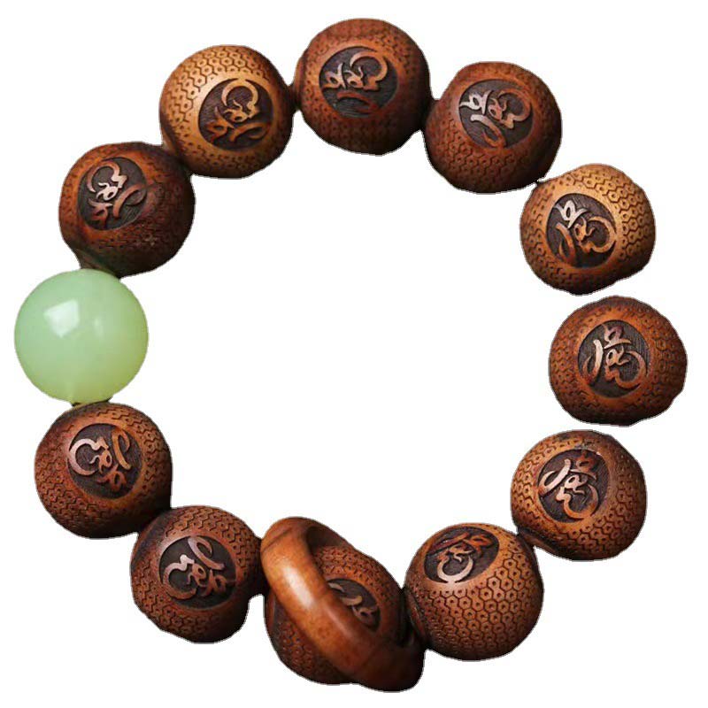 Fortune Jewel Tibetan Rosewood Engraving Tiger Protection Bracelet
