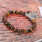 Fortune Jewel Natural Gemstone Tree of Life Lucky Charm Stretch Bracelet