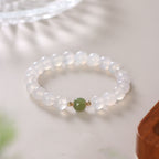Fortune Jewel Natural White Agate Jade Luck Bracelet