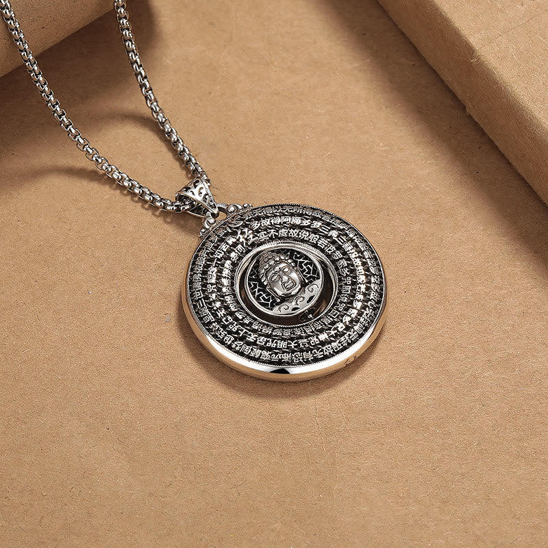 Fortune Jewel Heart Sutra Buddha Carved Peace Buckle Design Serenity Rotatable Necklace Pendant Fortune Jewel