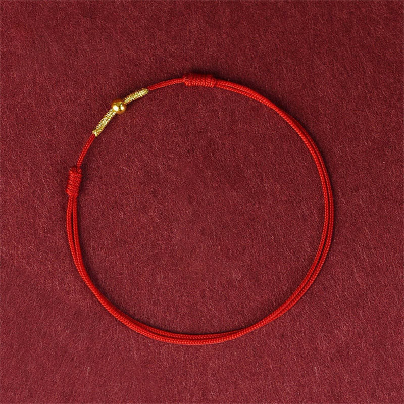 Fortune Jewel 925 Sterling Silver Golden Bead Protection Braided Rope Bracelet Anklet