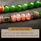 Fortune Jewel 108 Mala Beads Cyan Jade Red Agate Laughing Buddha Luck Bracelet Fortune Jewel