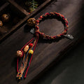 Fortune Jewel Tibetan Handmade Colorful Thread 925 Sterling Silver Koi Fish Protection Strength String Bracelet