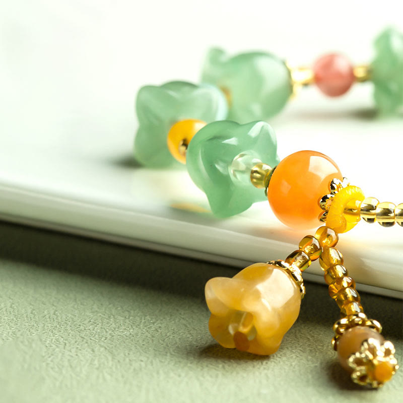 Fortune Jewel Green Aventurine Magnolia Flower Luck Bracelet