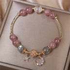 Fortune Jewel Strawberry Quartz Moonstone Moon Star Love Bracelet