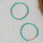 Fortune Jewel Turquoise Red Agate Pearl Small Beaded Protection Bracelet