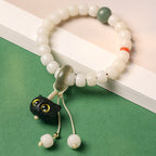 Fortune Jewel Natural Bodhi Seed African Blackwood Lovely Cat Charm Peace Harmony Bracelet