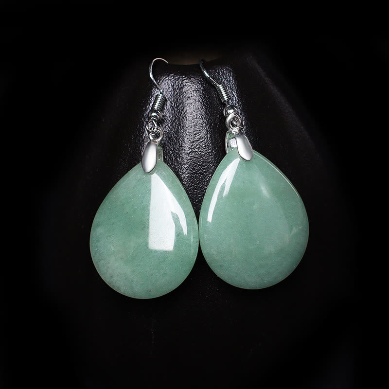 Fortune Jewel Natural Aventurine Dangle Healing Drop Earrings