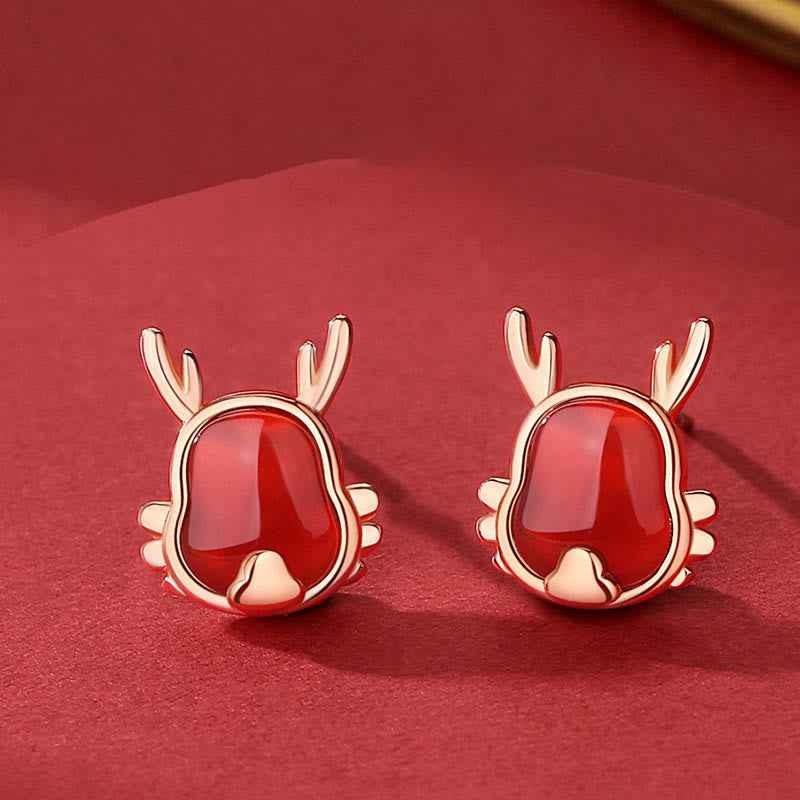 ❗❗❗A Flash Sale- Fortune Jewel 925 Sterling Silver Year of the Dragon Natural Red Agate Dragon Attract Fortune Fu Character Strength Bracelet Necklace Pendant Earrings