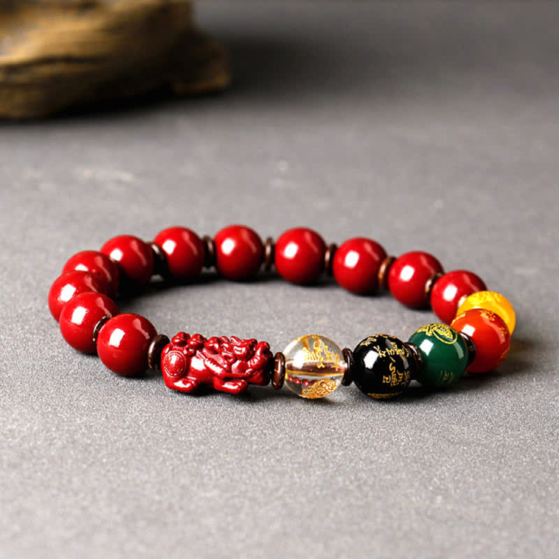 Fortune Jewel God Of Wealth Cinnabar PiXiu Blessing Bracelet