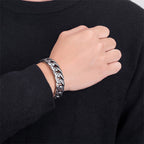 Fortune Jewel Tibetan Om Mani Padme Hum Mantra Titanium Steel Peace Cuf Bangle Bracelet