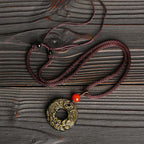 Fortune Jewel Gold Sheen Obsidian Peace Buckle Pixiu Copper Coin Wealth Necklace Pendant