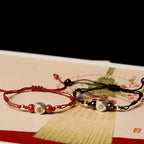 Fortune Jewel Handmade 925 Sterling Silver Chinese Zodiac Natal Buddha Cinnabar Calm Braided Bracelet