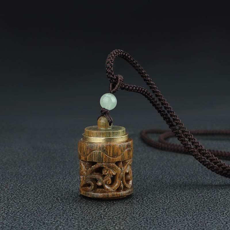 Fortune Jewel Tibet Green Sandalwood Rosewood Om Mani Padme Hum Lotus Positive Soothing Necklace Pendant Fortune Jewel