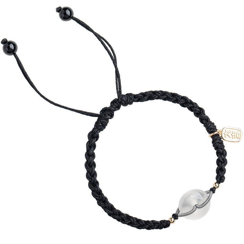Fortune Jewel Chalcedony Round Peace Buckle Positive String Bracelet