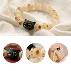 Fortune Jewel Natural Bodhi Seed Red Sandalwood Lovely Paw Lucky Cat Peace Bracelet