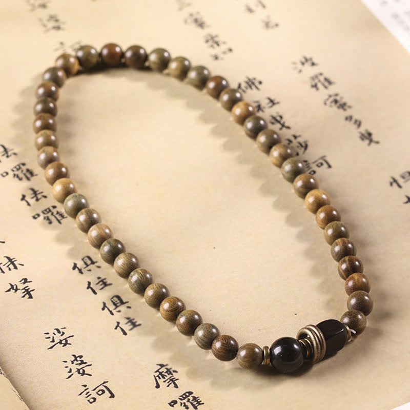 Fortune Jewel Tibetan Green Sandalwood Crystal Soothing Peace Bracelet