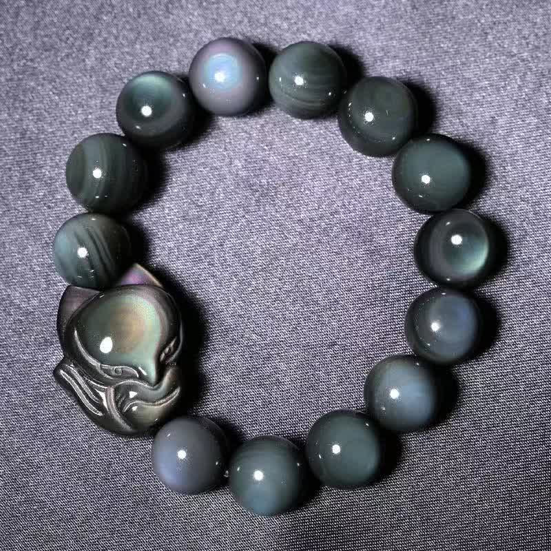 Fortune Jewel Rainbow Obsidian Fox Healing Positive Bracelet