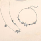 S925 Silver Horse Fortune Set, Necklace & Bracelet for Wealth & Luck Zodiac Jewelry