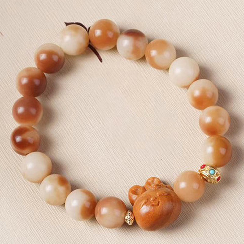 Fortune Jewel Natural Bodhi Seed Lovely Rabbit Peace Bracelet