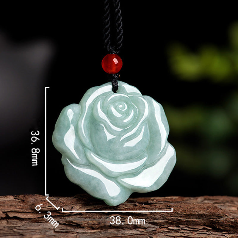 Fortune Jewel Lotus Pattern Jade Abundance Prosperity Necklace String Pendant Fortune Jewel