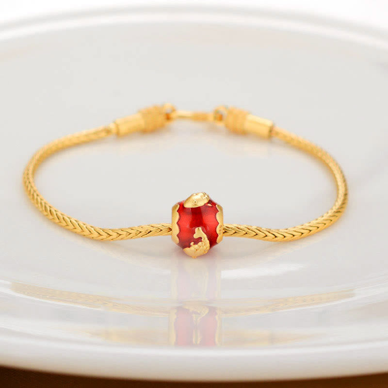 Fortune Jewel Tibetan 18K Gold Om Mani Padme Hum Lucky Koi Fish Fu Character Ingot Copper Coin Peace Bracelet